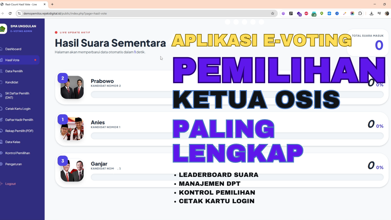 Source Code Aplikasi E-Voting Pemilihan Ketua OSIS (E-Pilketos)
